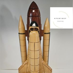 Beautiful hand crafted wood space shuttle desk model